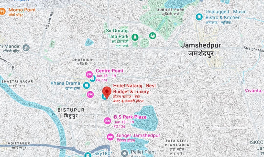 Map showing the location of Hotel Natraj